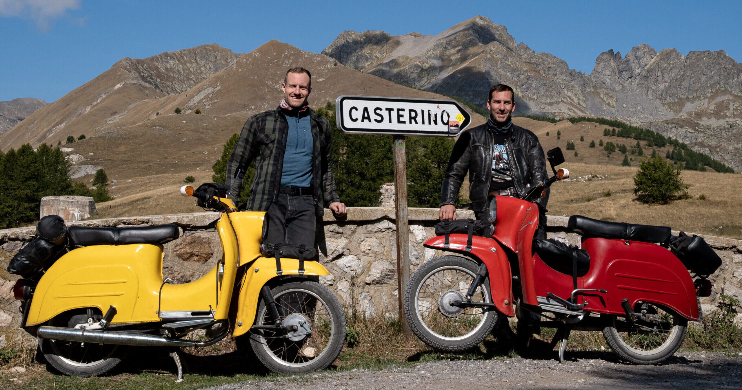 Simson Schwalbe mopeds on the way to Monaco